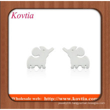 fashion stainless steel jewelry wholesale white gold plated alloy elephant stud earring
